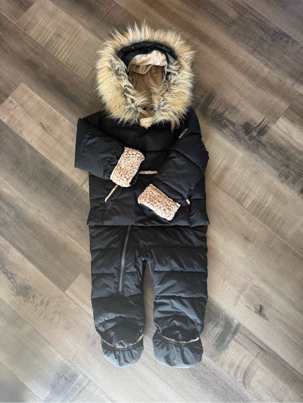 Deux par Deux Black One-Piece Puffy Snowsuit – 18M